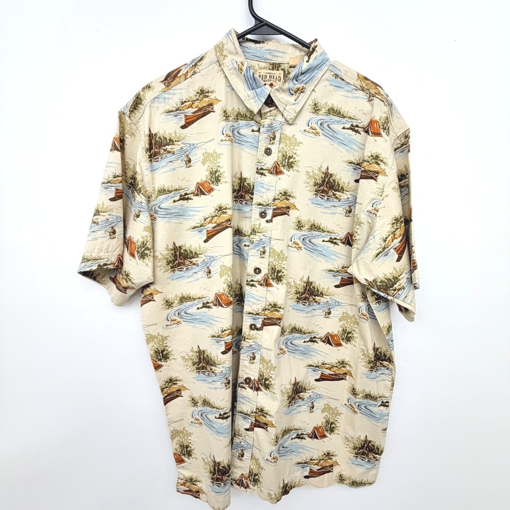 RedHead Button Down Shirt‎ Camping Fishing Outdoors Men XL Beige